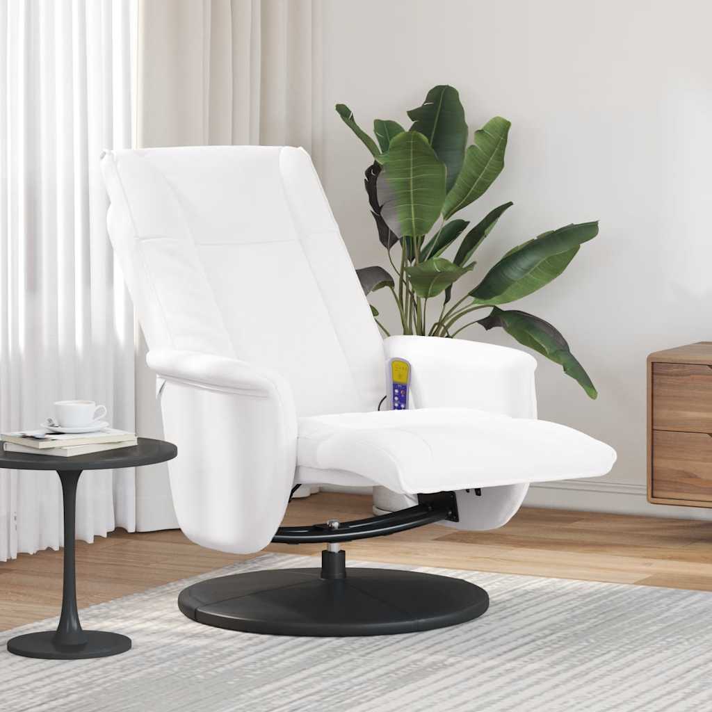 Fauteuil inclinable de massage repose-pieds blanc similicuir - XIOS
