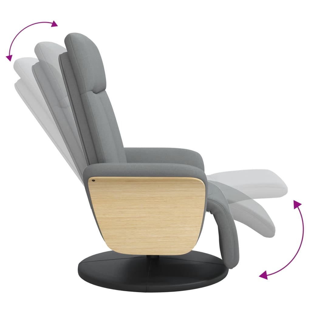 Fauteuil inclinable avec repose-pieds gris clair tissu - XIOS