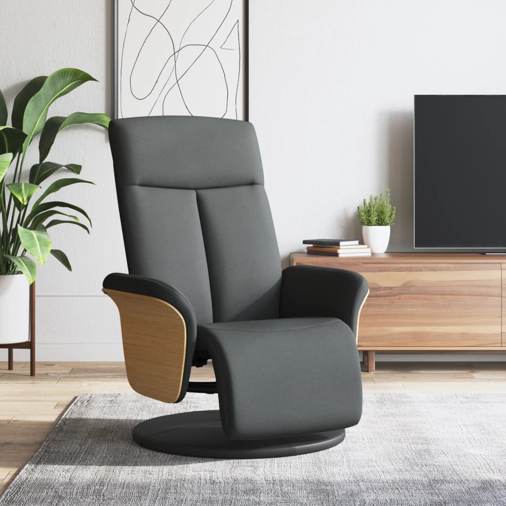 Fauteuil inclinable avec repose-pieds gris foncé tissu - XIOS