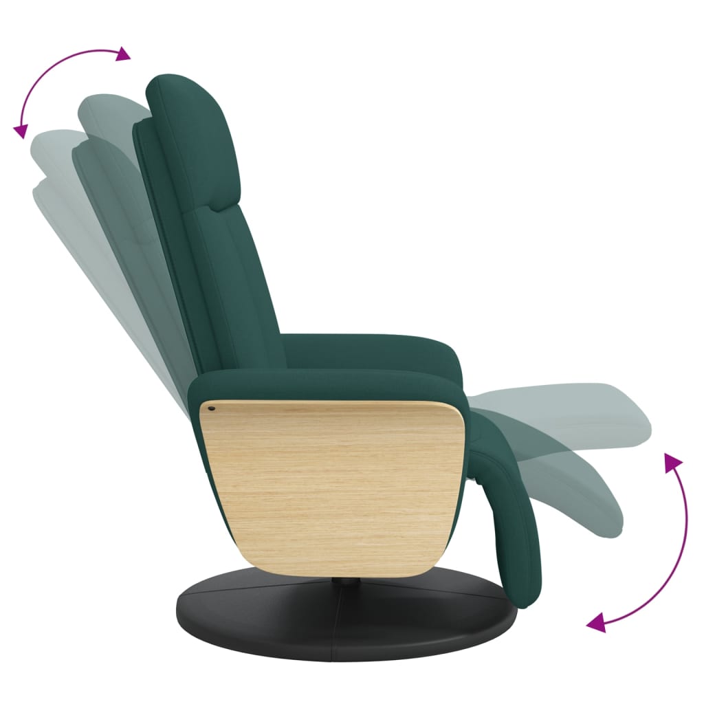 Fauteuil inclinable avec repose-pieds vert foncé tissu - XIOS
