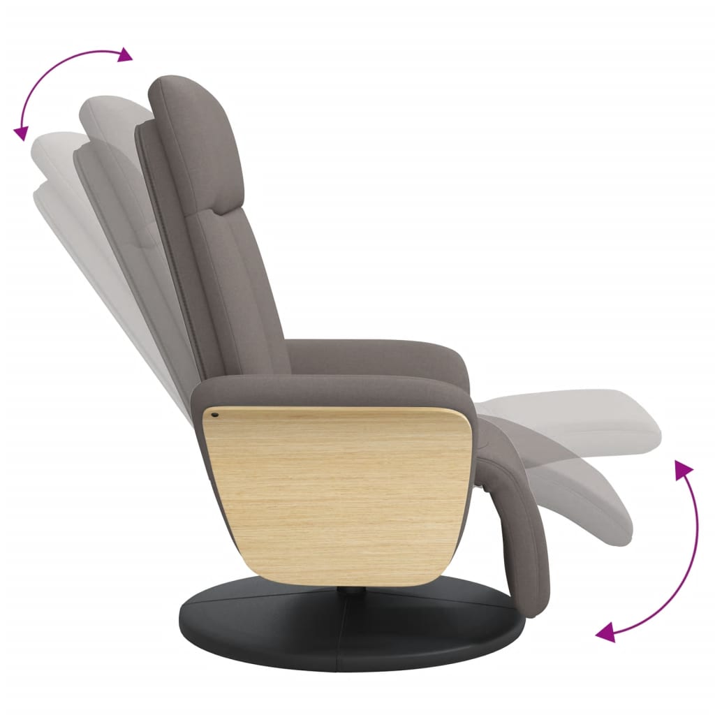 Fauteuil inclinable avec repose-pieds taupe tissu - XIOS