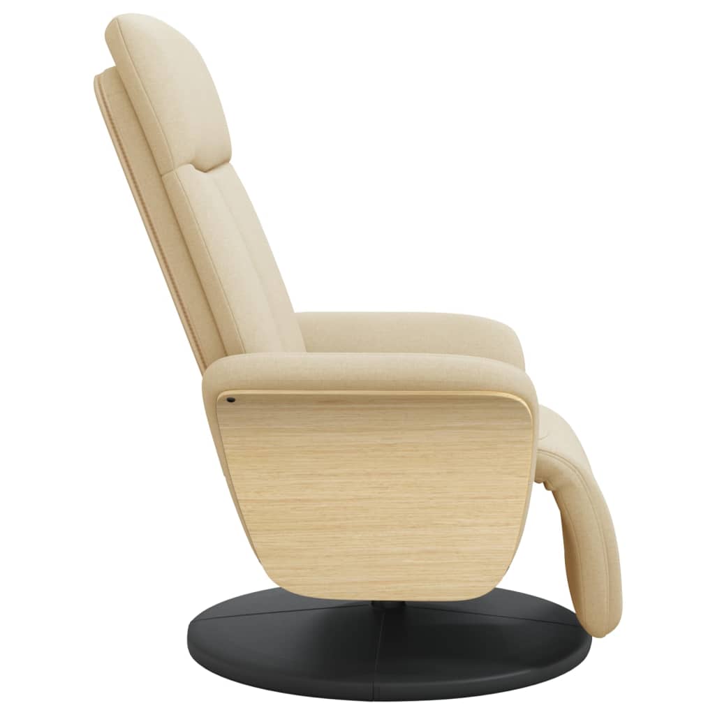 Fauteuil inclinable avec repose-pied crème tissu - XIOS