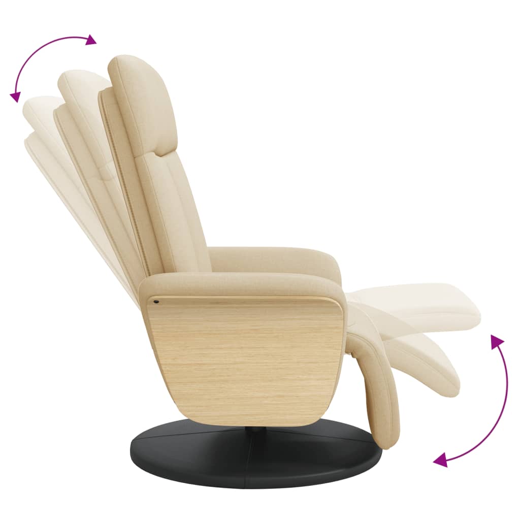 Fauteuil inclinable avec repose-pied crème tissu - XIOS