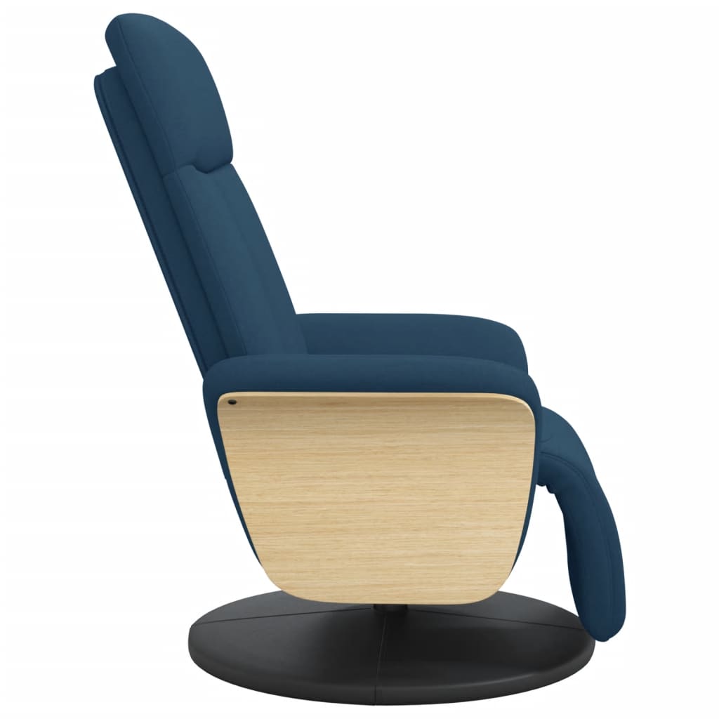 Fauteuil inclinable avec repose-pieds bleu tissu - XIOS