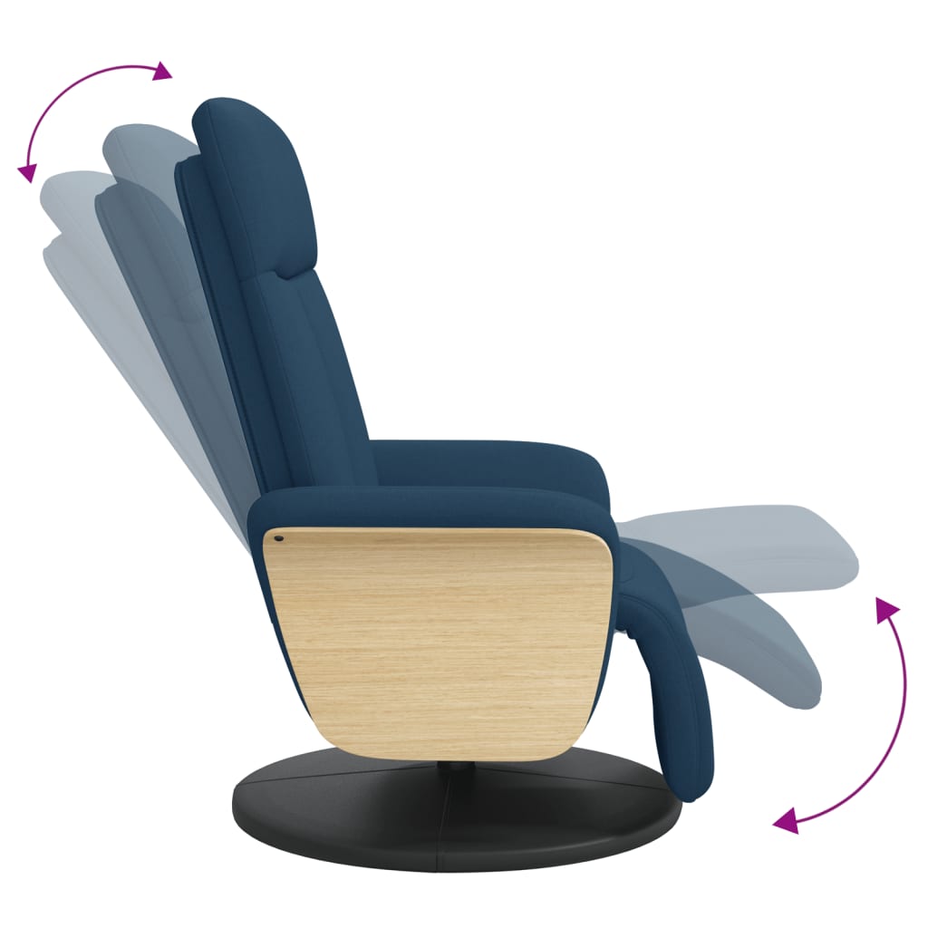Fauteuil inclinable avec repose-pieds bleu tissu - XIOS