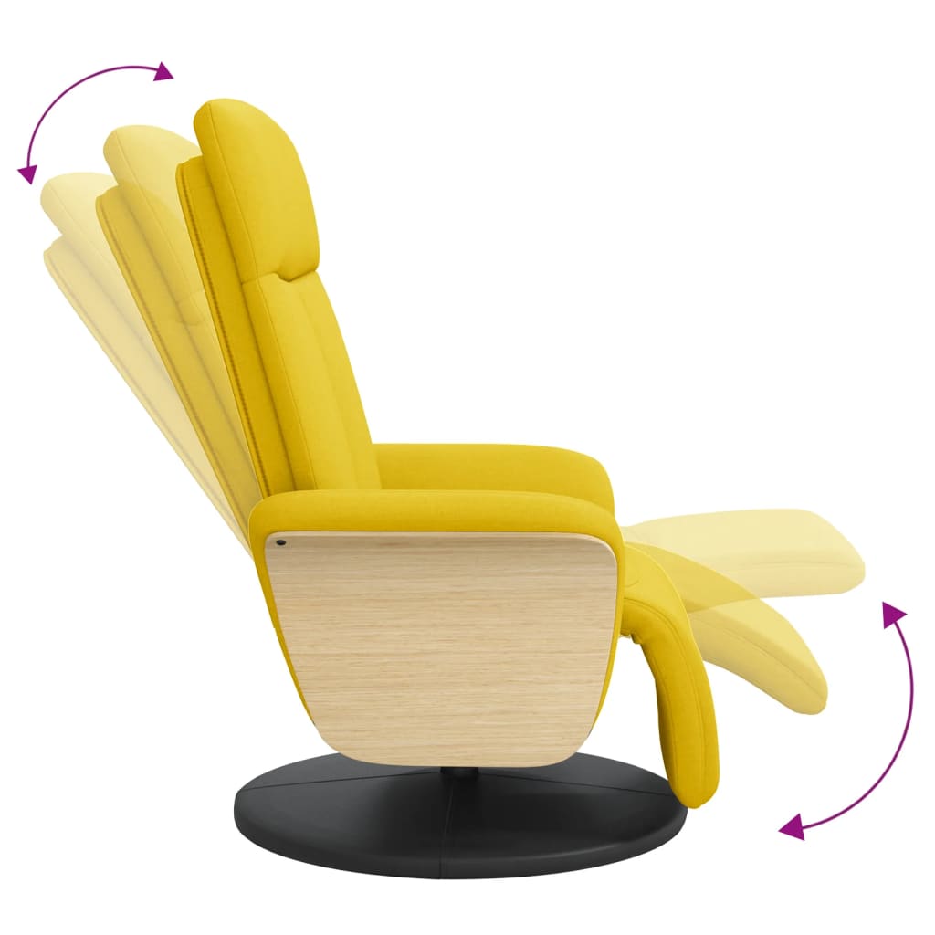 Fauteuil inclinable avec repose-pieds jaune clair tissu - XIOS