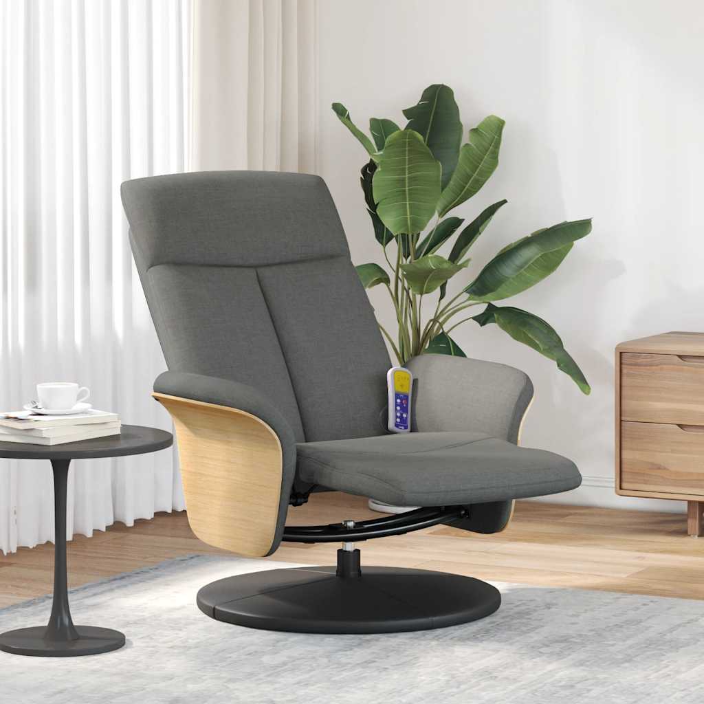 Fauteuil inclinable de massage et repose-pieds gris foncé tissu - XIOS