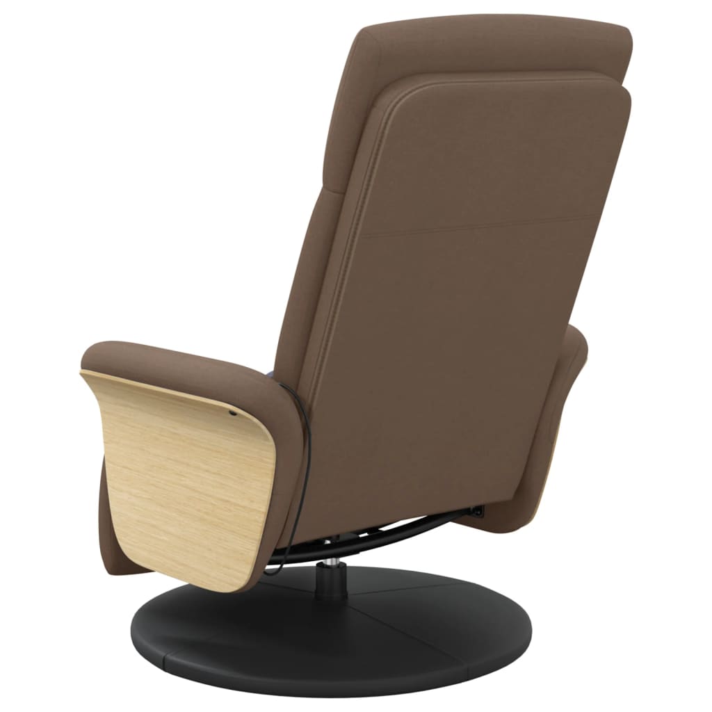 Fauteuil inclinable de massage avec repose-pieds marron tissu - XIOS