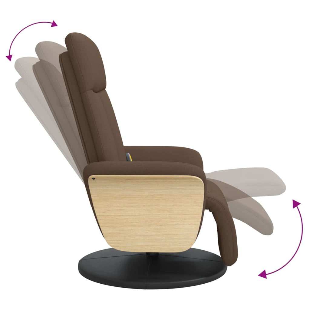 Fauteuil inclinable de massage avec repose-pieds marron tissu - XIOS