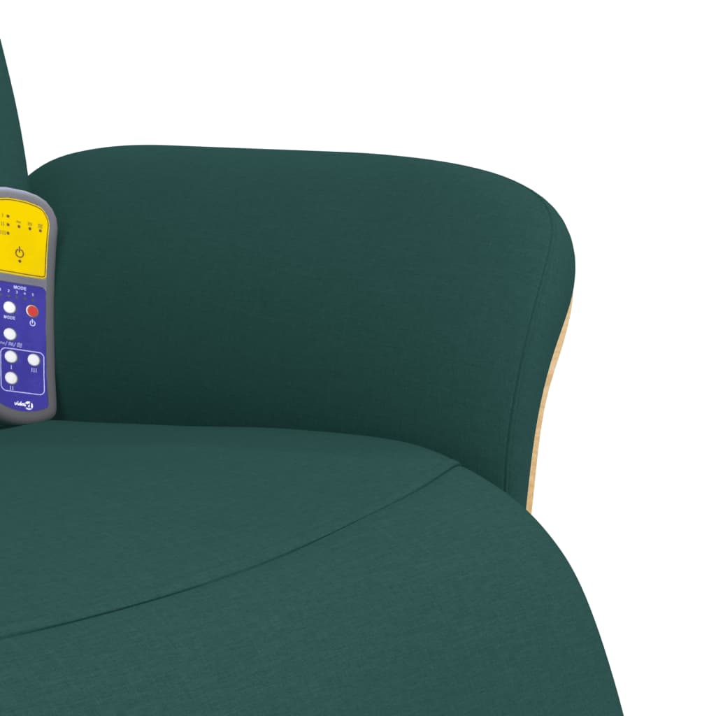 Fauteuil inclinable de massage et repose-pieds vert foncé tissu - XIOS