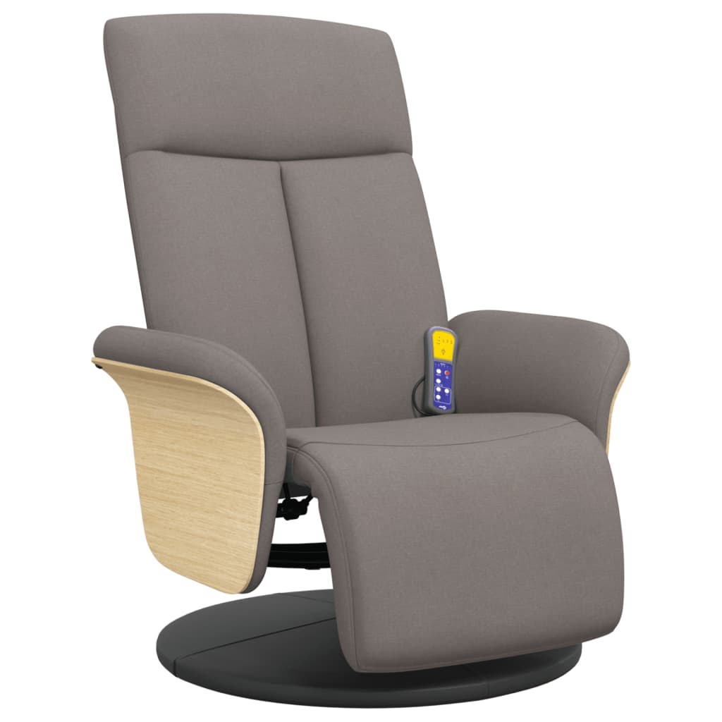 Fauteuil inclinable de massage avec repose-pieds taupe tissu - XIOS