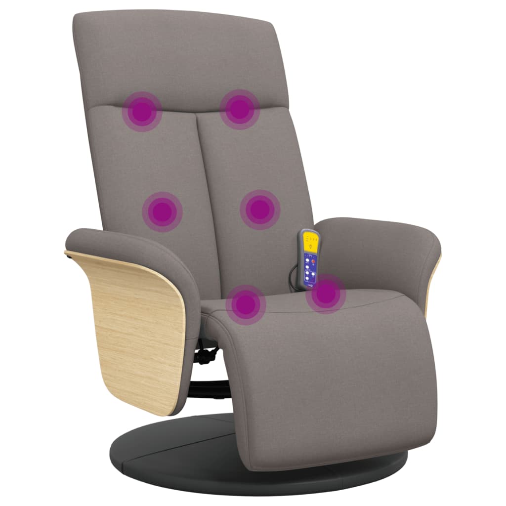 Fauteuil inclinable de massage avec repose-pieds taupe tissu - XIOS