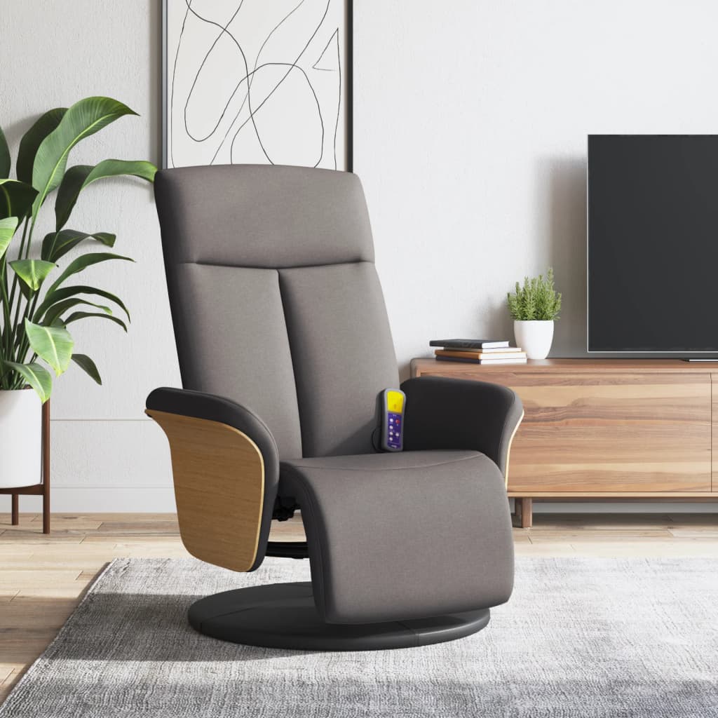 Fauteuil inclinable de massage avec repose-pieds taupe tissu - XIOS