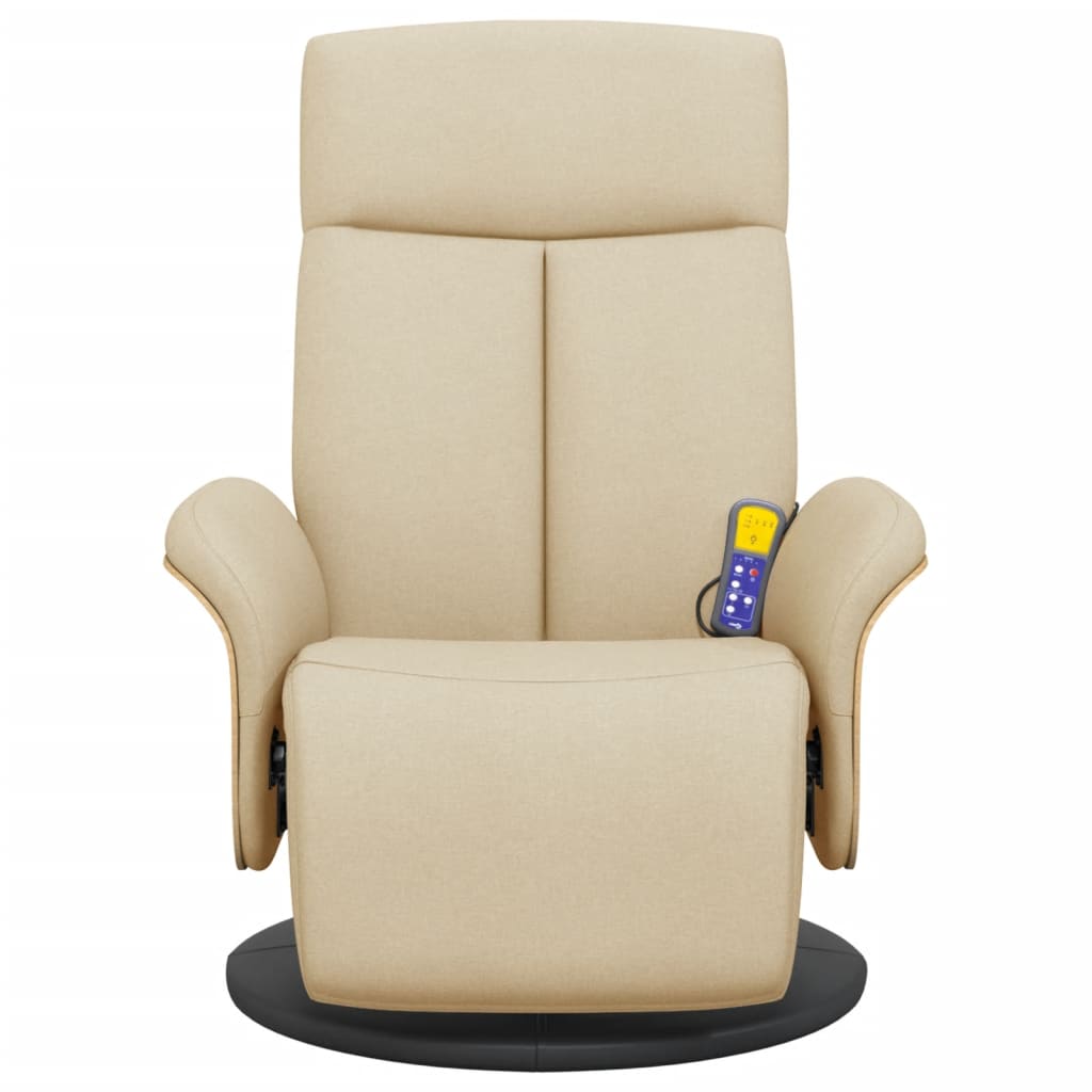 Fauteuil inclinable de massage avec repose-pieds crème tissu - XIOS