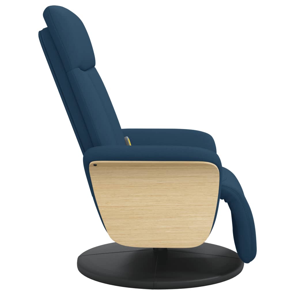 Fauteuil inclinable de massage avec repose-pieds bleu tissu - XIOS
