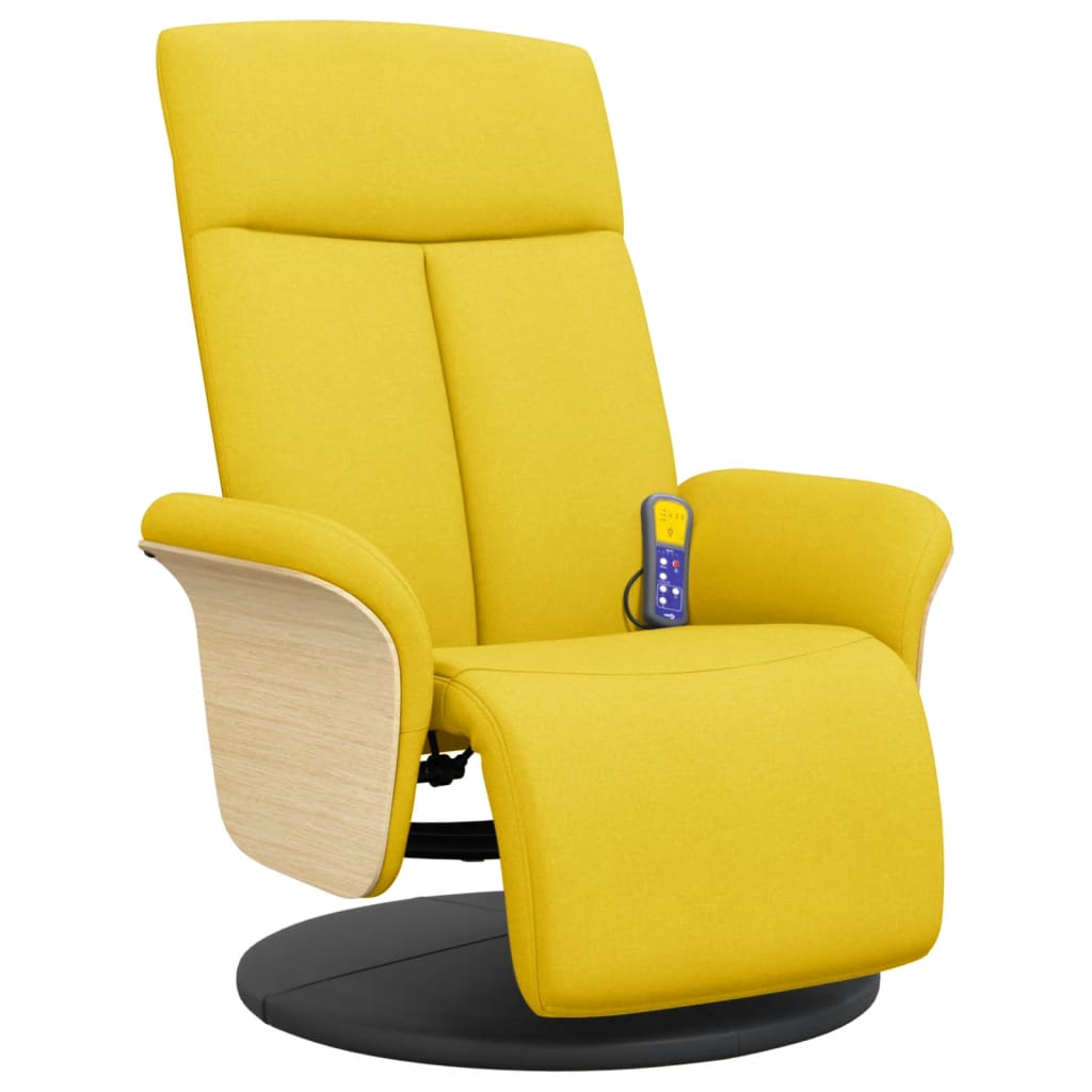 Fauteuil inclinable de massage repose-pieds jaune clair tissu - XIOS