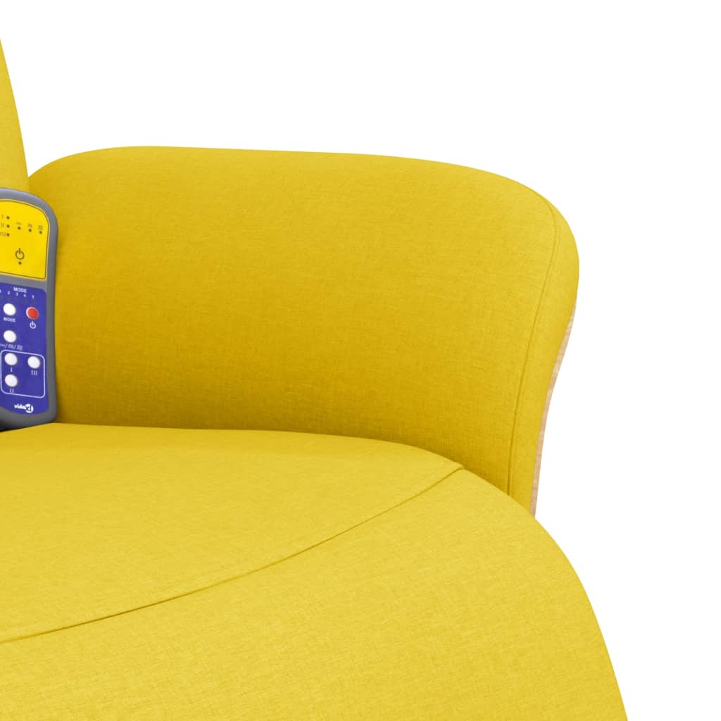 Fauteuil inclinable de massage repose-pieds jaune clair tissu - XIOS