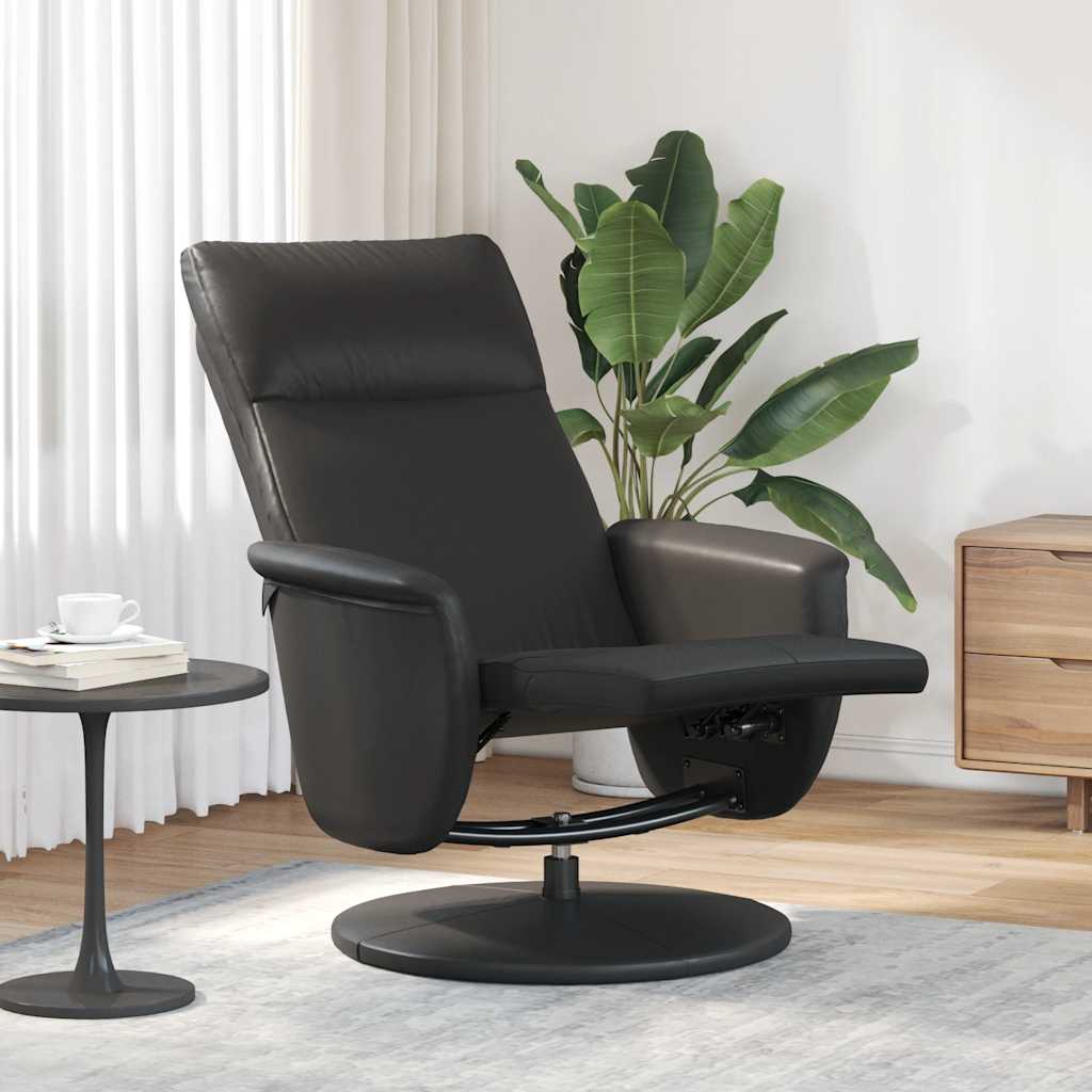 Fauteuil inclinable avec repose-pieds noir similicuir - XIOS