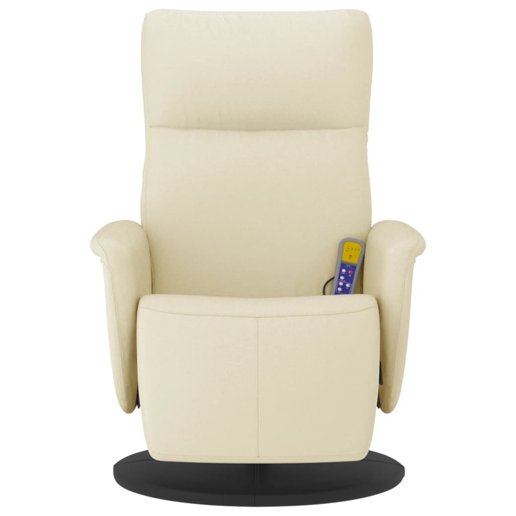 Fauteuil inclinable de massage et repose-pieds crème similicuir - XIOS