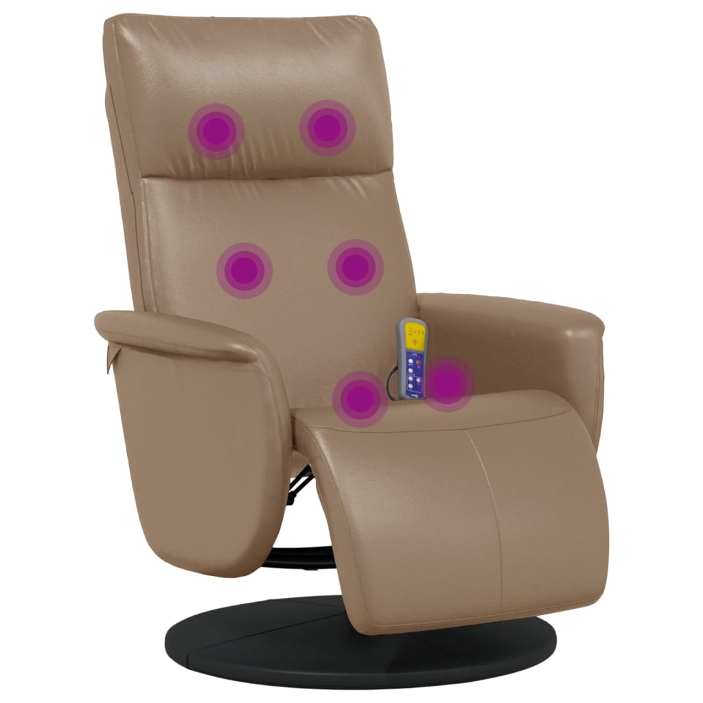 Fauteuil inclinable de massage repose-pieds cappuccino - XIOS