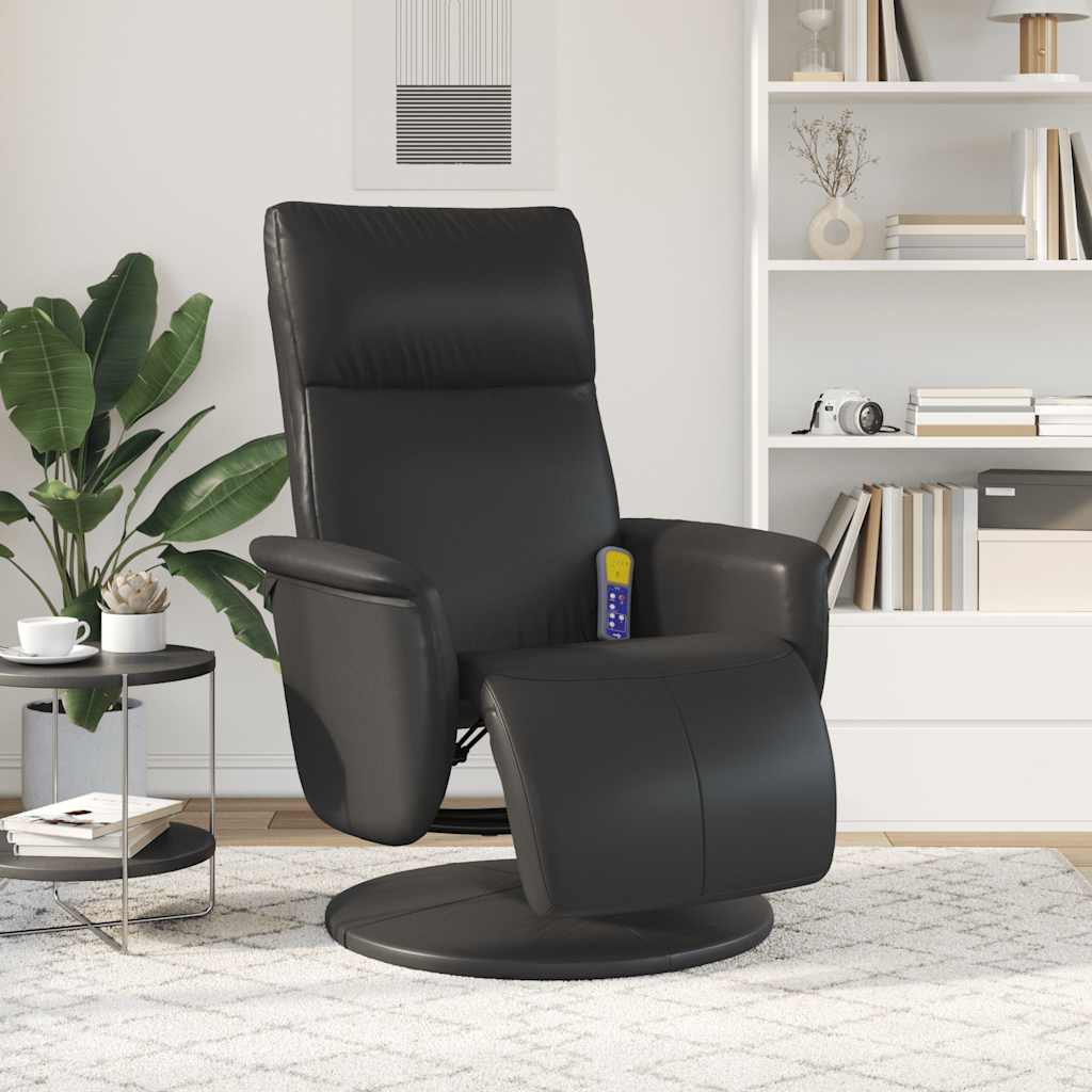 Fauteuil inclinable de massage repose-pieds noir similicuir - XIOS
