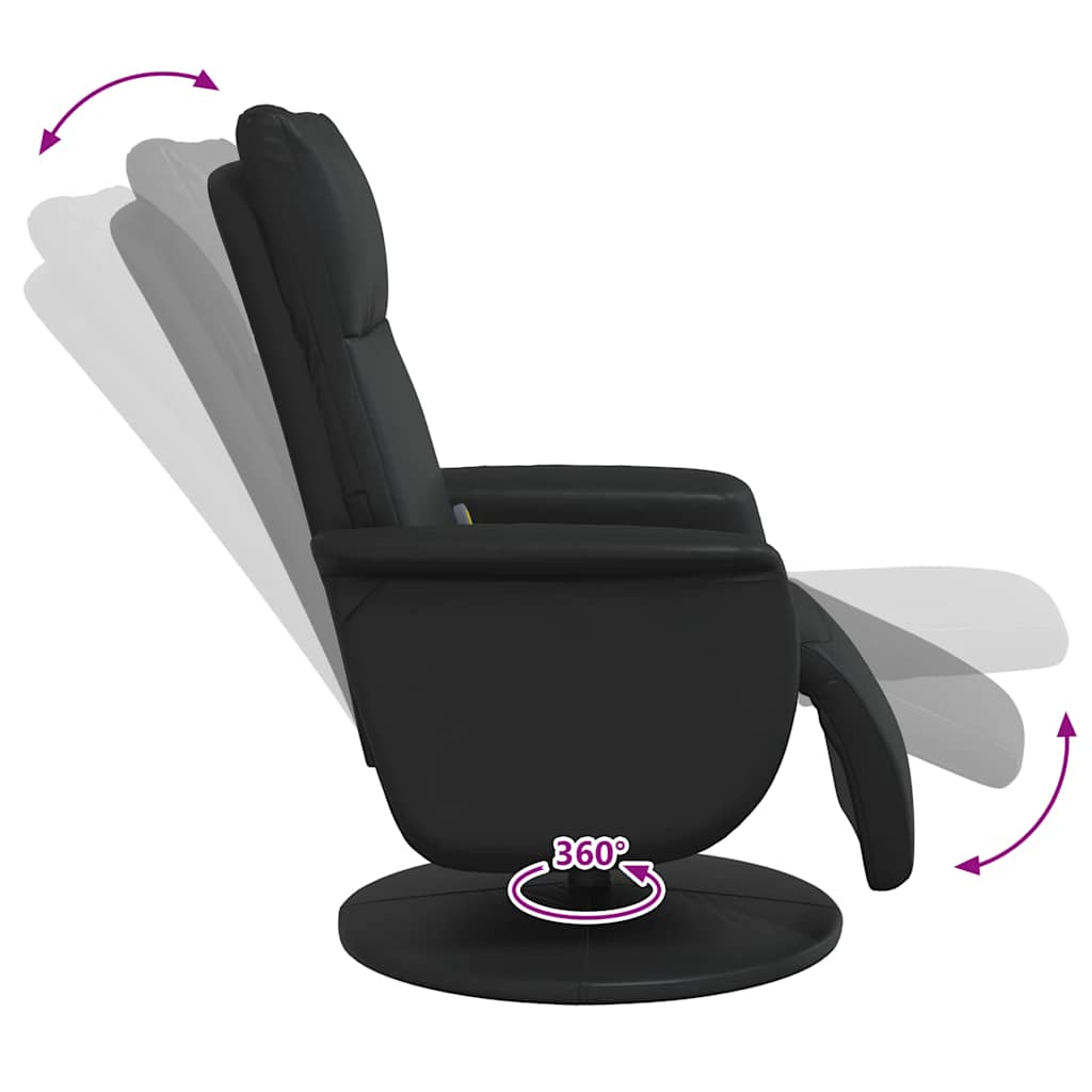 Fauteuil inclinable de massage repose-pieds noir similicuir - XIOS