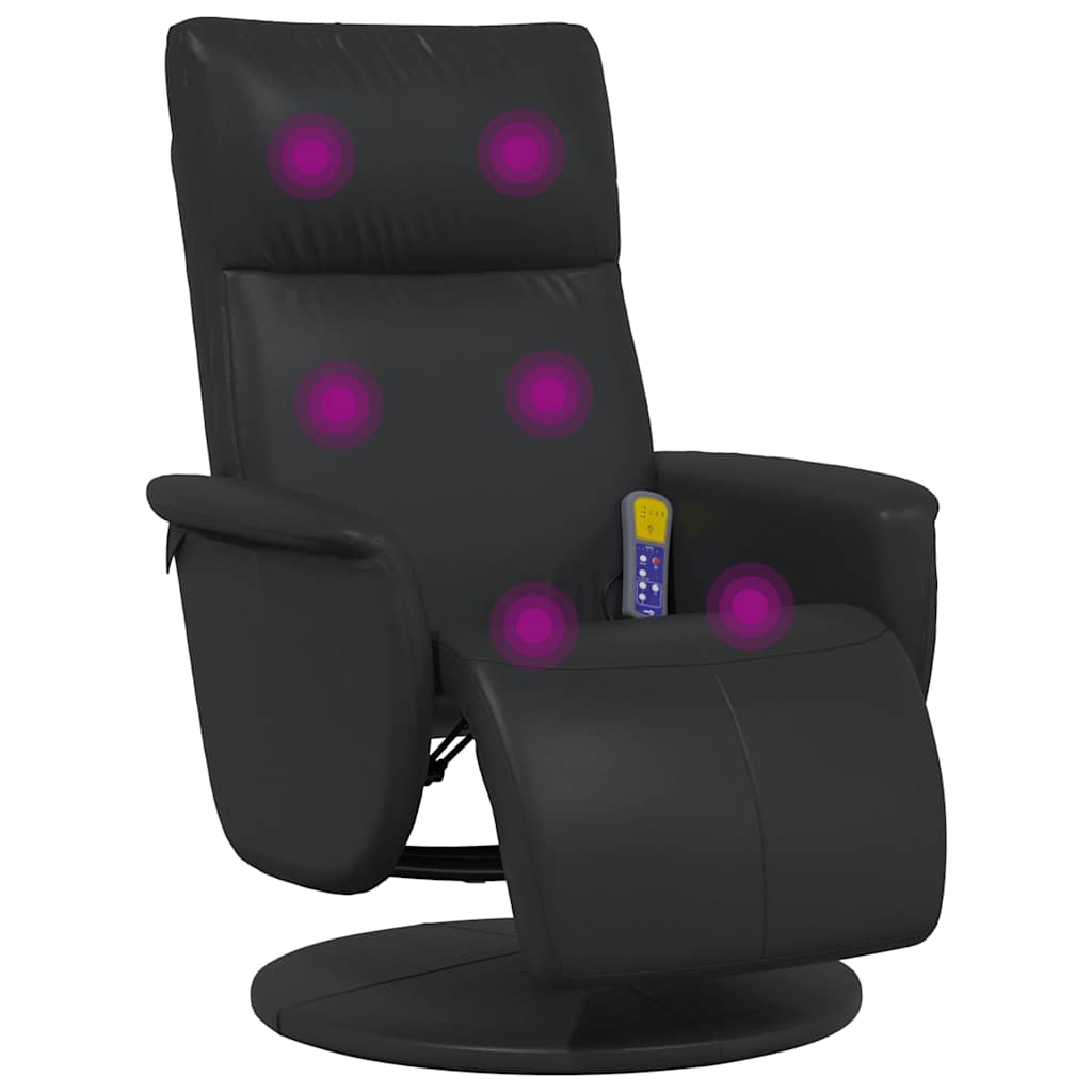Fauteuil inclinable de massage repose-pieds noir similicuir - XIOS