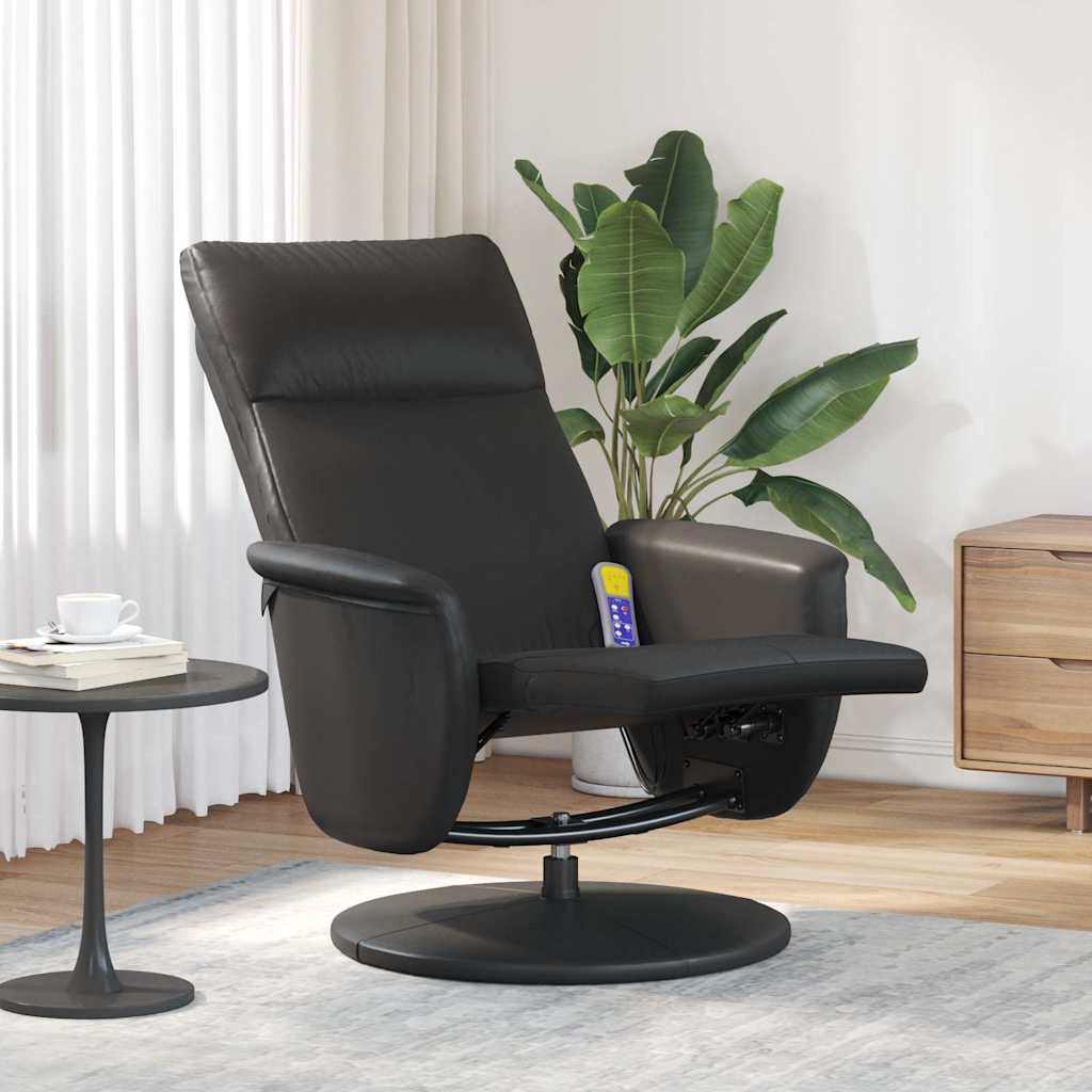 Fauteuil inclinable de massage repose-pieds noir similicuir - XIOS