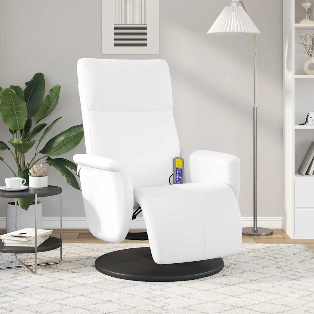 Fauteuil inclinable de massage repose-pieds blanc similicuir - XIOS