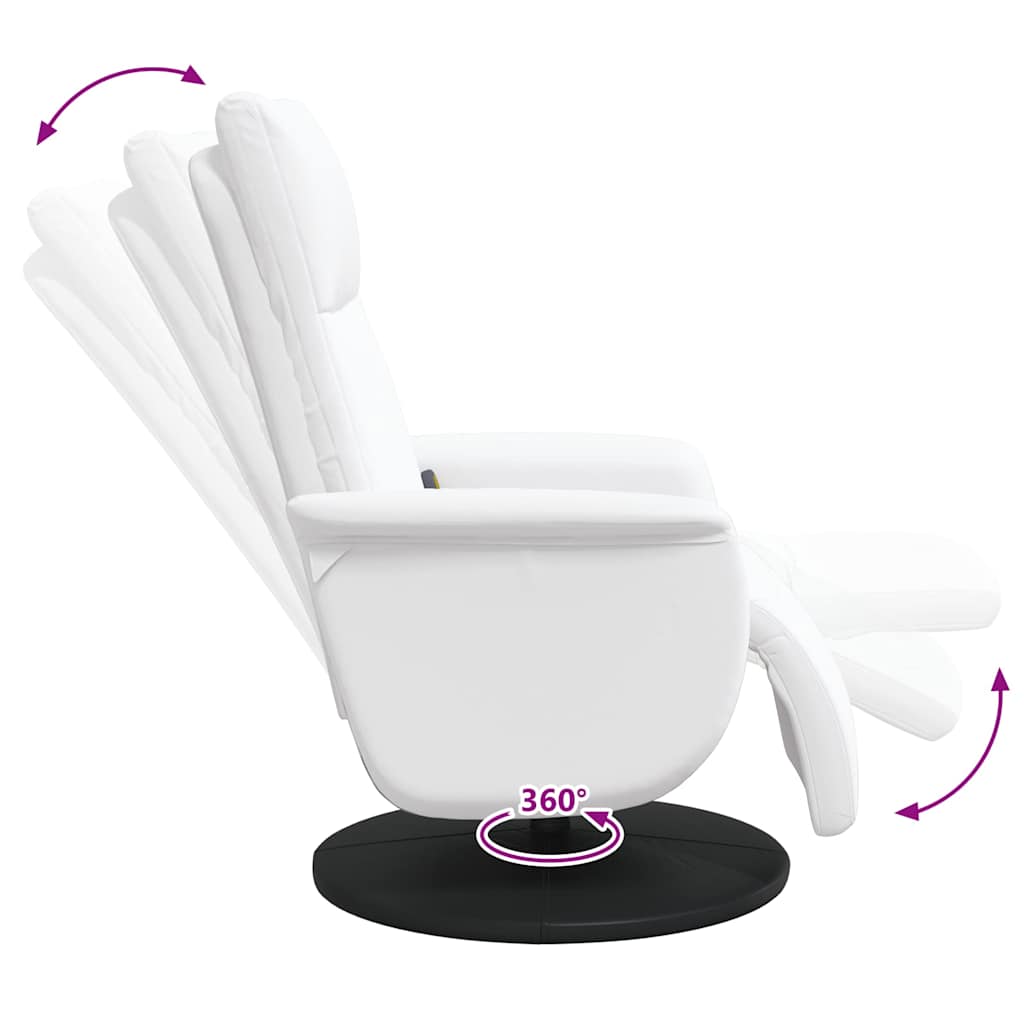 Fauteuil inclinable de massage repose-pieds blanc similicuir - XIOS
