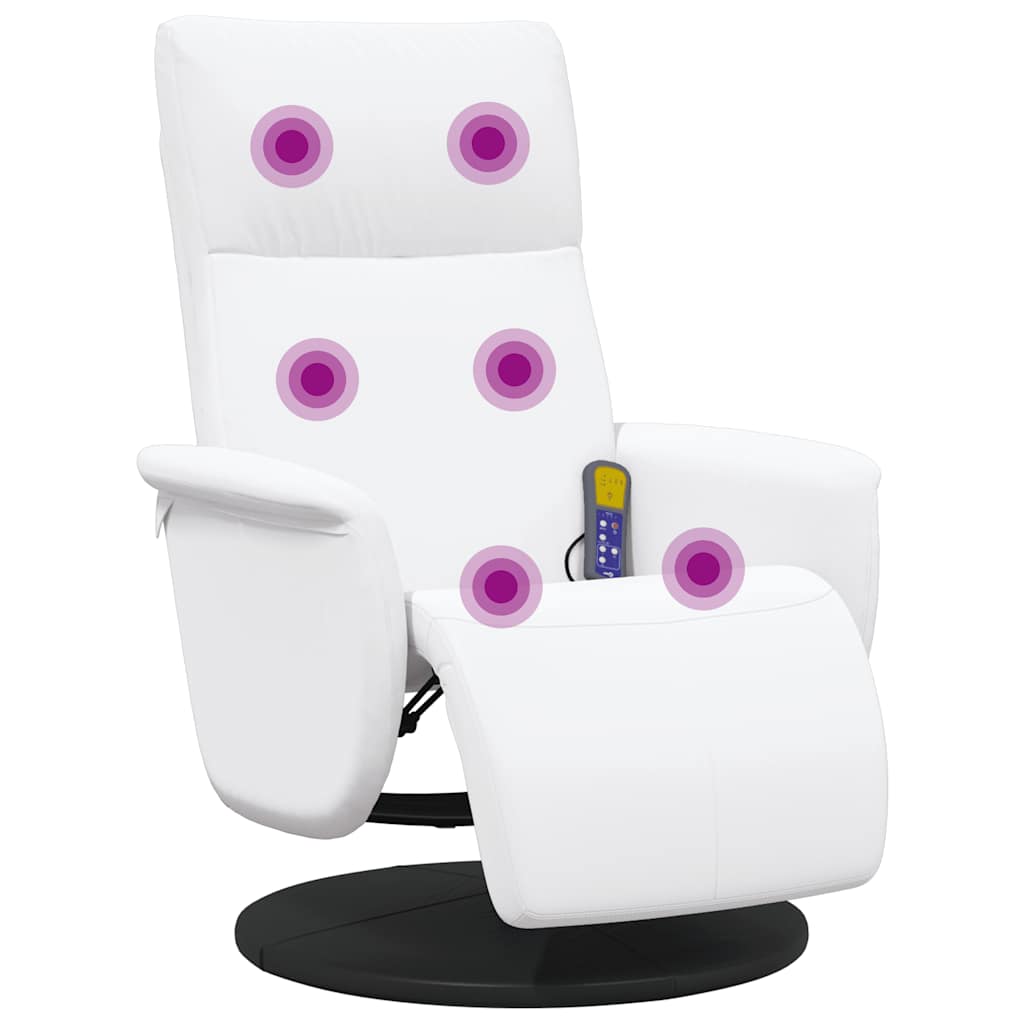 Fauteuil inclinable de massage repose-pieds blanc similicuir - XIOS