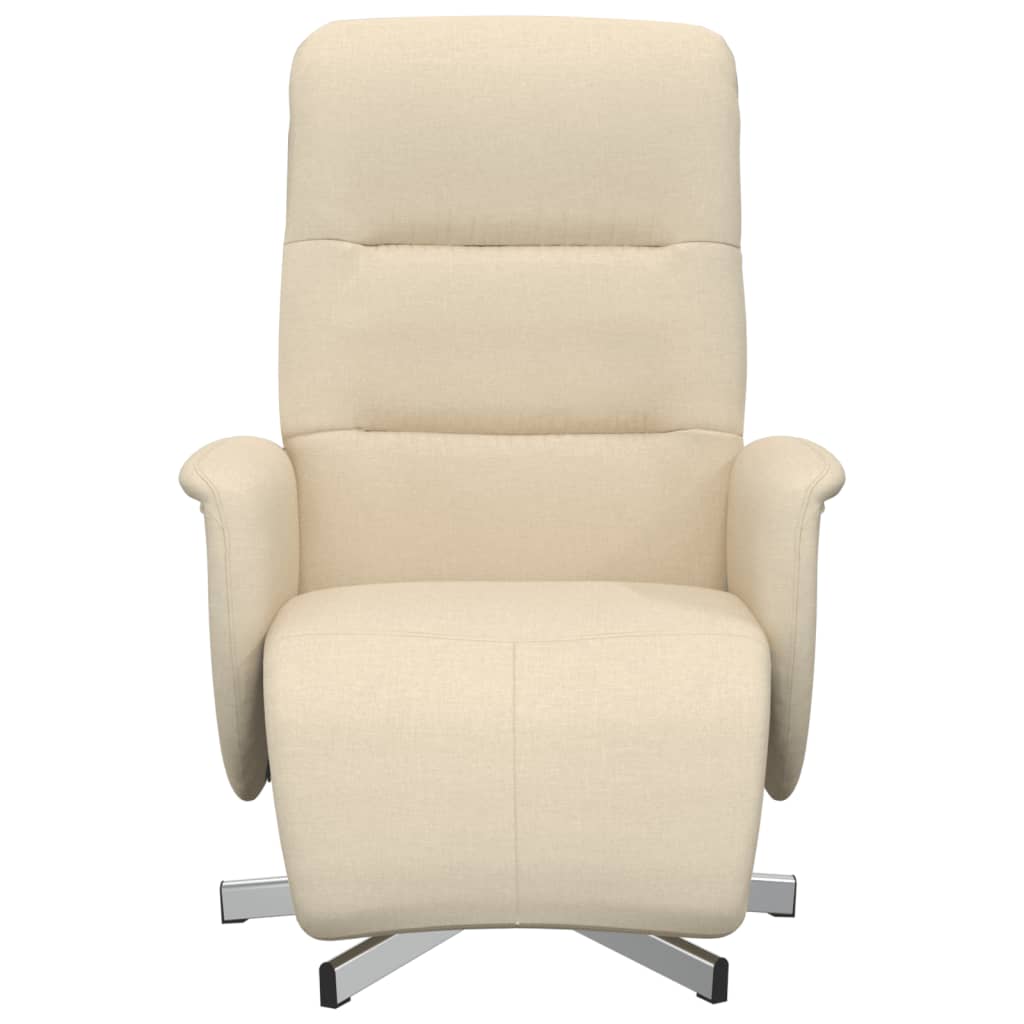 Fauteuil inclinable avec repose-pied crème tissu - XIOS