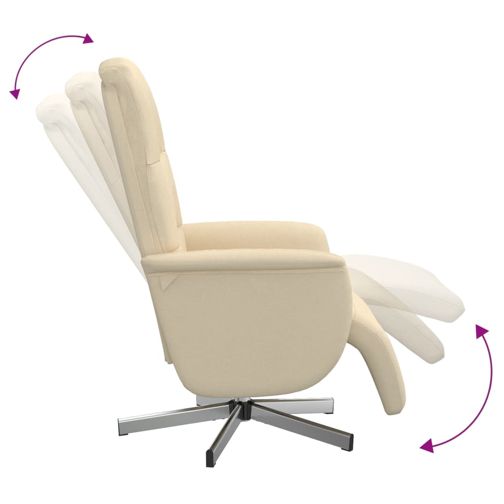Fauteuil inclinable avec repose-pied crème tissu - XIOS