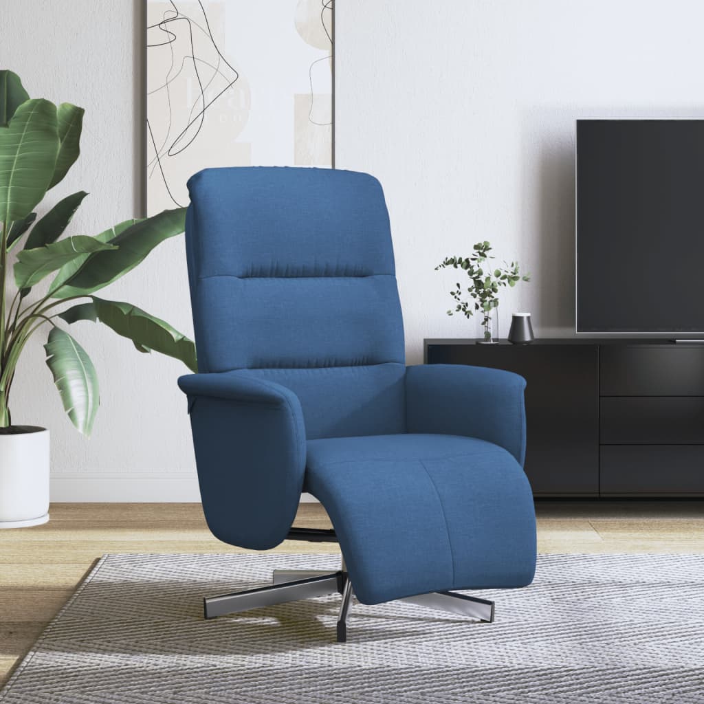 Fauteuil inclinable avec repose-pieds bleu tissu - XIOS