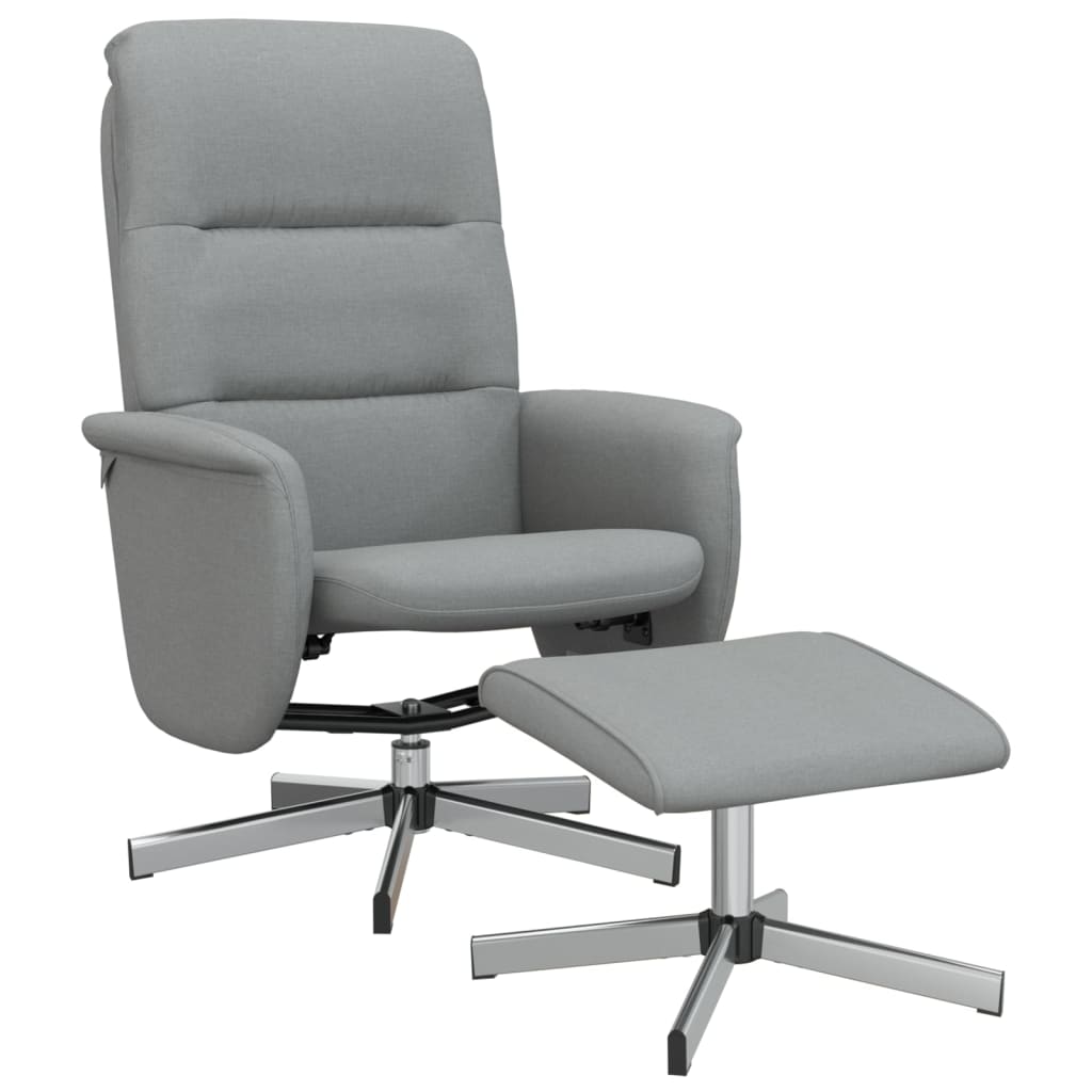 Fauteuil inclinable avec repose-pied gris clair tissu - XIOS