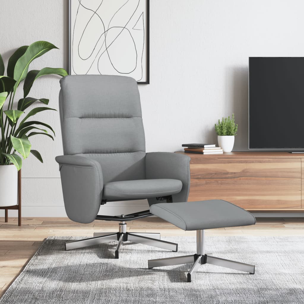 Fauteuil inclinable avec repose-pied gris clair tissu - XIOS