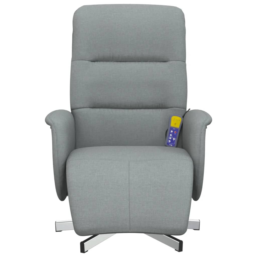 Fauteuil inclinable de massage et repose-pieds gris clair tissu - XIOS