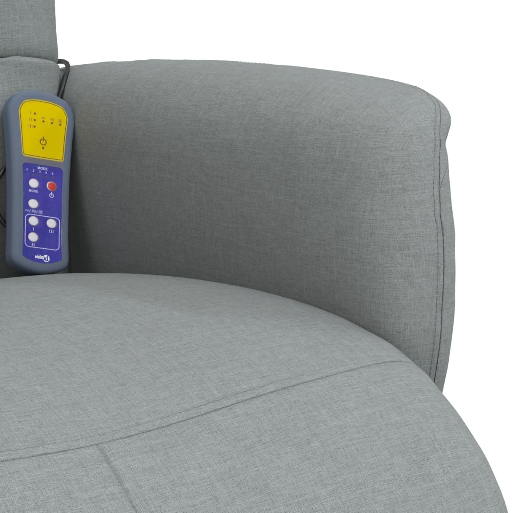 Fauteuil inclinable de massage et repose-pieds gris clair tissu - XIOS