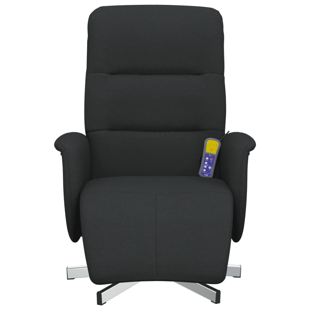 Fauteuil inclinable de massage avec repose-pieds noir tissu - XIOS