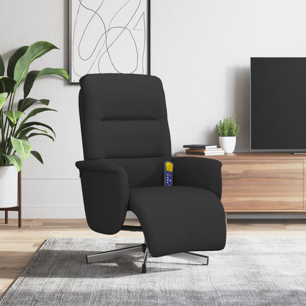 Fauteuil inclinable de massage avec repose-pieds noir tissu - XIOS