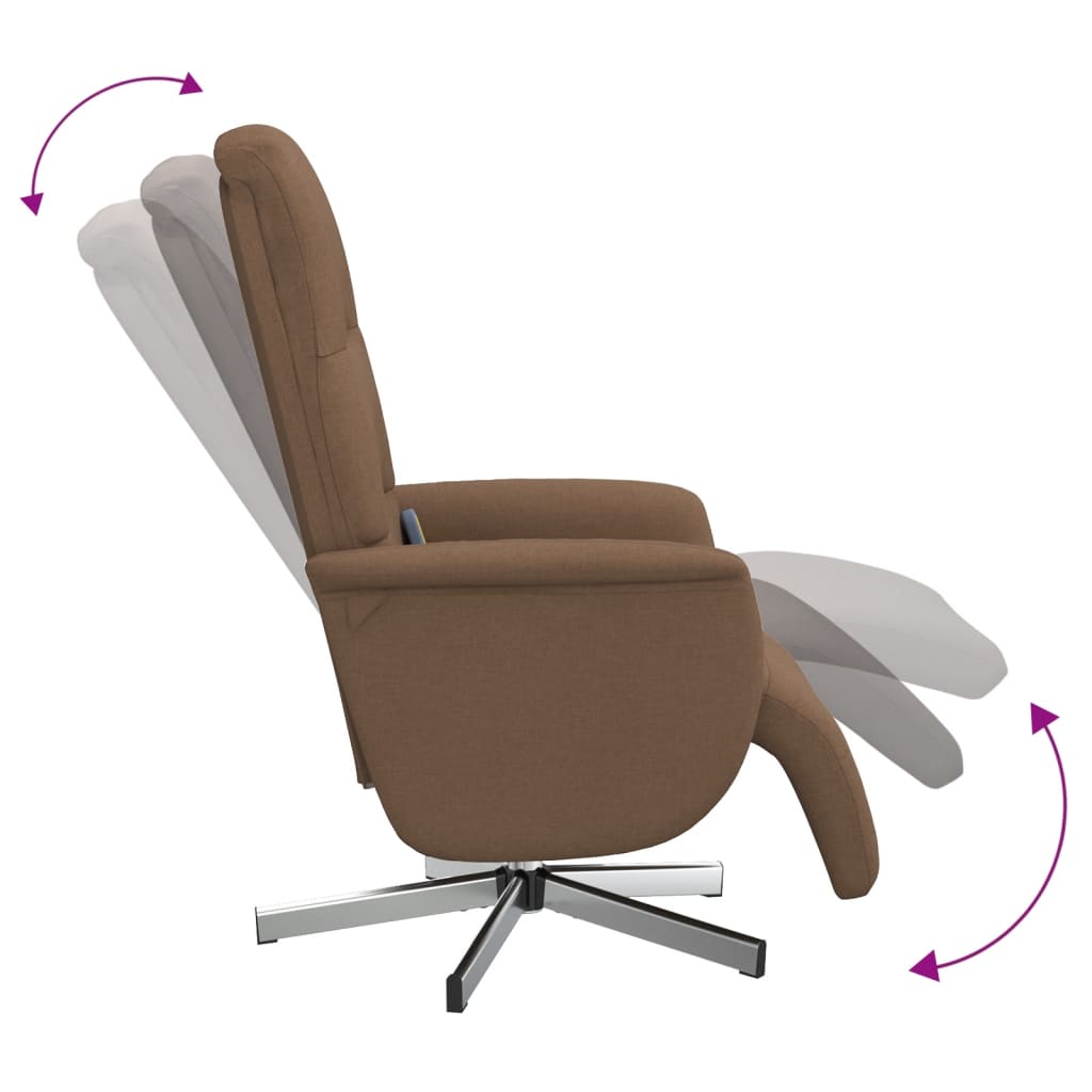 Fauteuil inclinable de massage avec repose-pieds marron tissu - XIOS