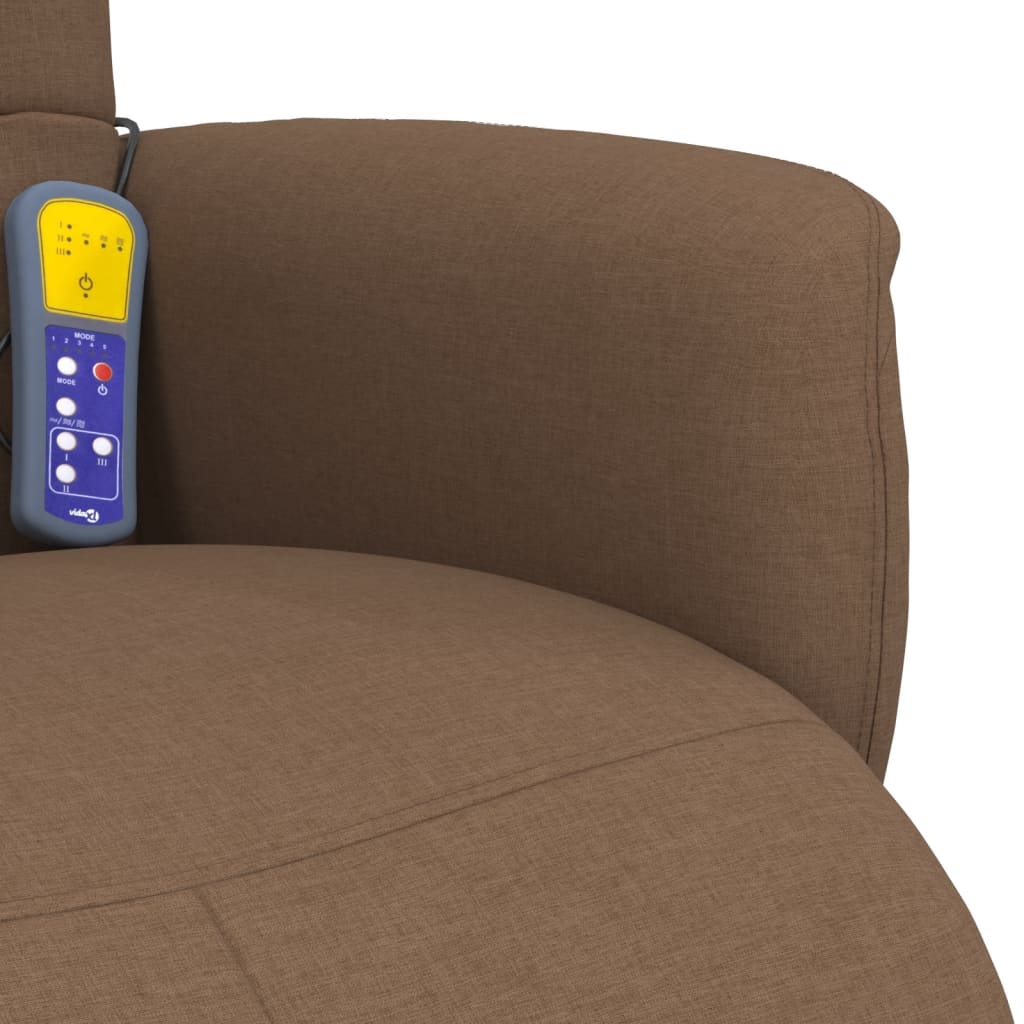 Fauteuil inclinable de massage avec repose-pieds marron tissu - XIOS