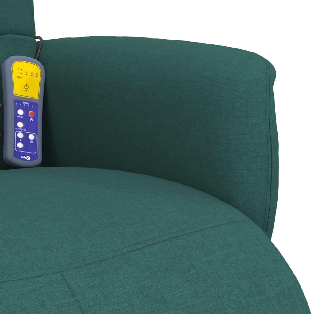 Fauteuil inclinable de massage et repose-pieds vert foncé tissu - XIOS
