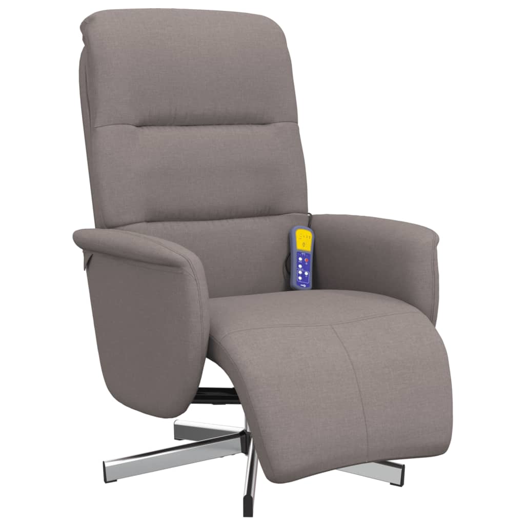 Fauteuil inclinable de massage avec repose-pieds taupe tissu - XIOS