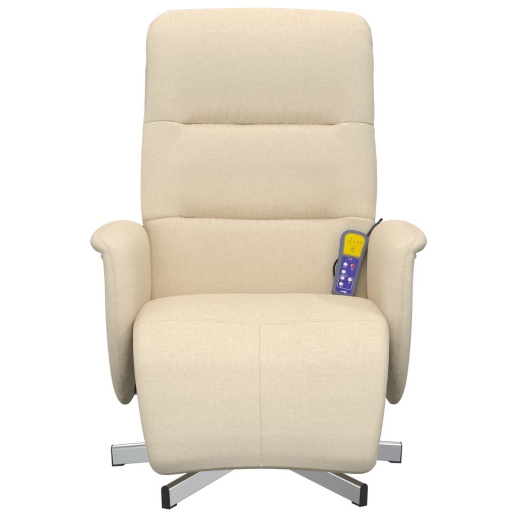 Fauteuil inclinable de massage avec repose-pieds crème tissu - XIOS