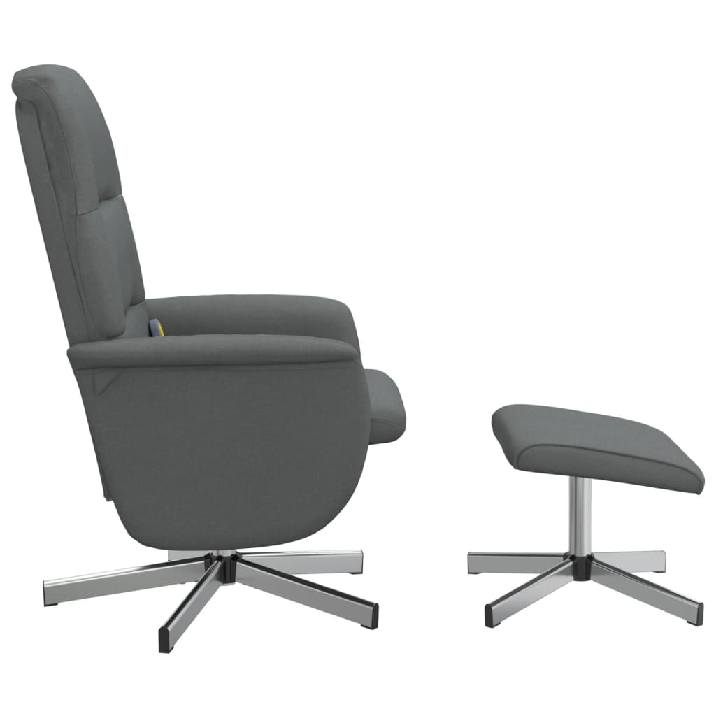 Fauteuil de massage inclinable et repose-pieds gris foncé tissu - XIOS