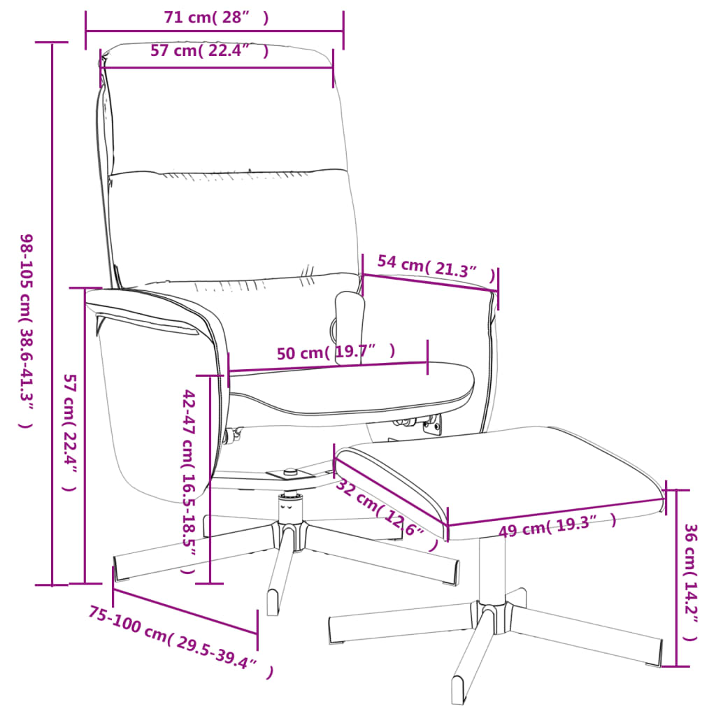 Fauteuil de massage inclinable et repose-pieds gris foncé tissu - XIOS