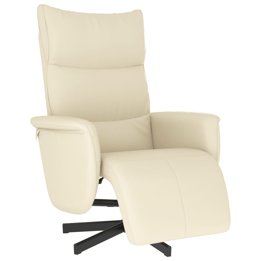Fauteuil inclinable avec repose-pieds crème similicuir - XIOS