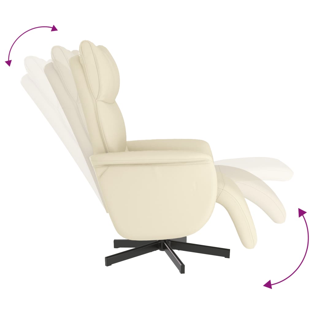 Fauteuil inclinable avec repose-pieds crème similicuir - XIOS