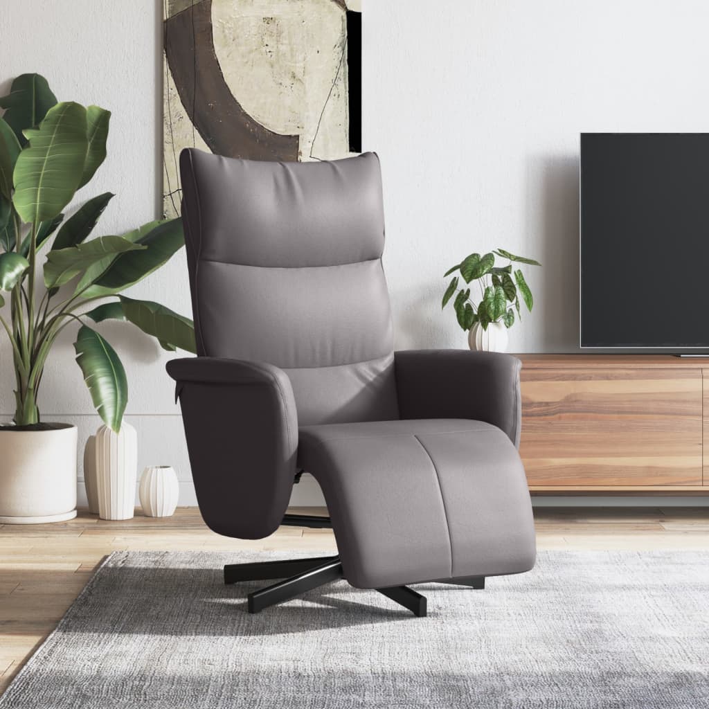 Fauteuil inclinable avec repose-pieds gris similicuir - XIOS